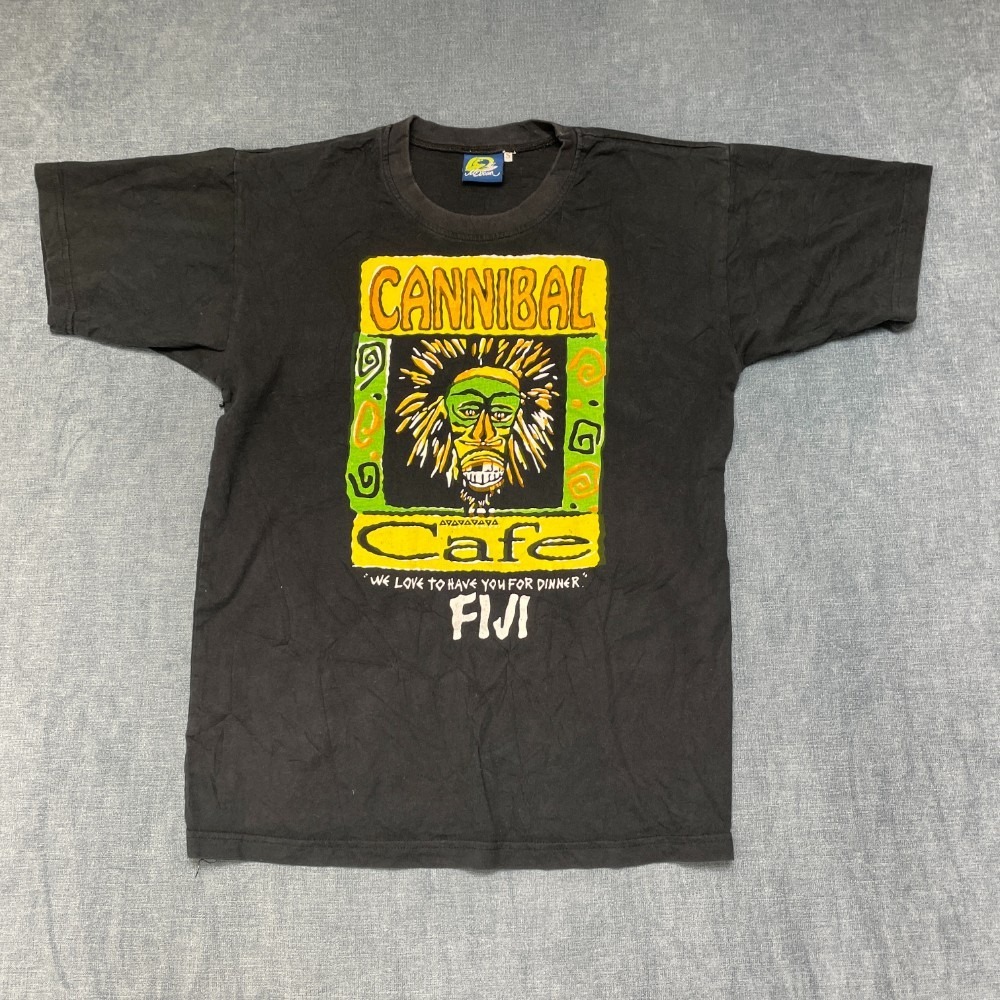 Vintage Mocean Cannibal Cafe T Shirt Mens Small Black Graphic Print Summer